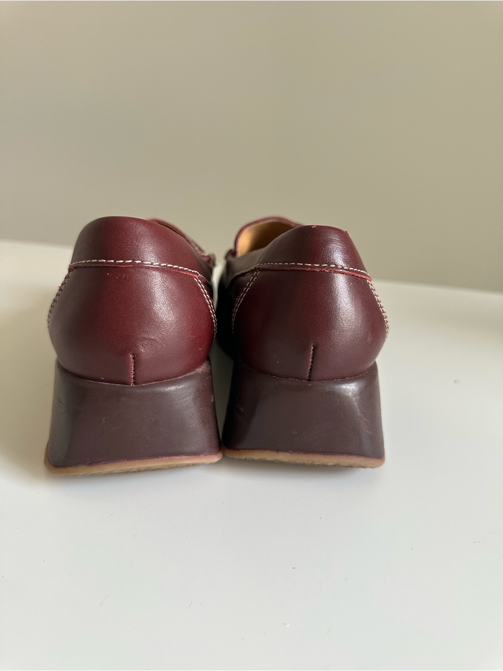 Vintage Y2K Steve Madden Burgundy Leather Loafers with Contrast Stitching 7.5 - Picture 8 of 16